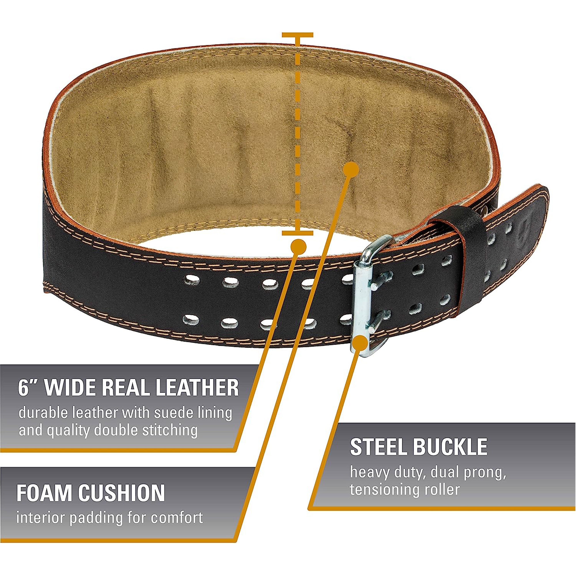 HARBINGER 6 INCH PADDED LEATHER LIFTING BELT