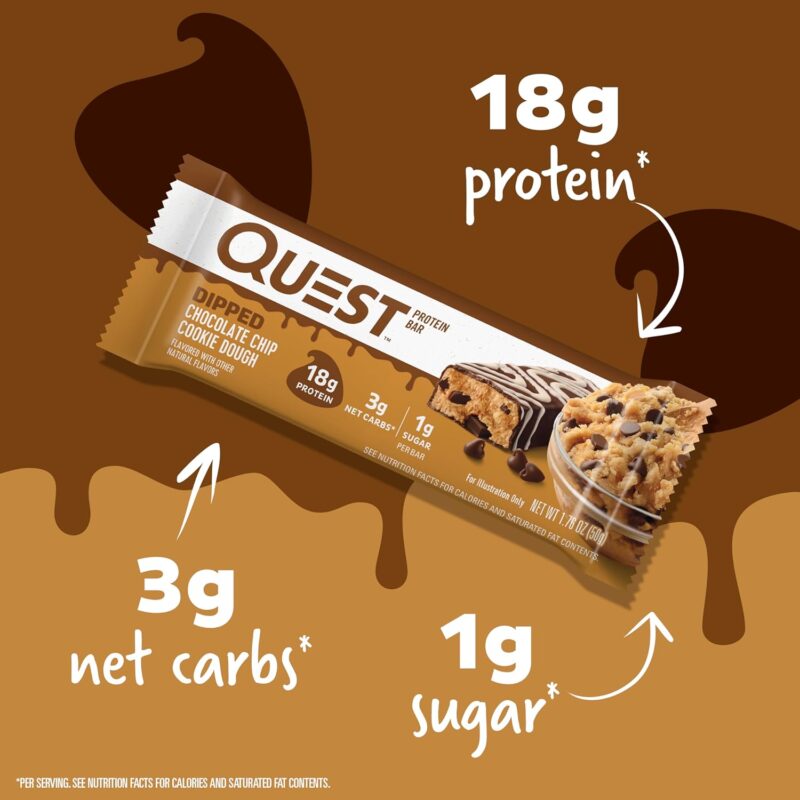 QUEST BARS DIPPED CHOCOLATE CHIP COOKIE DOUGH 1