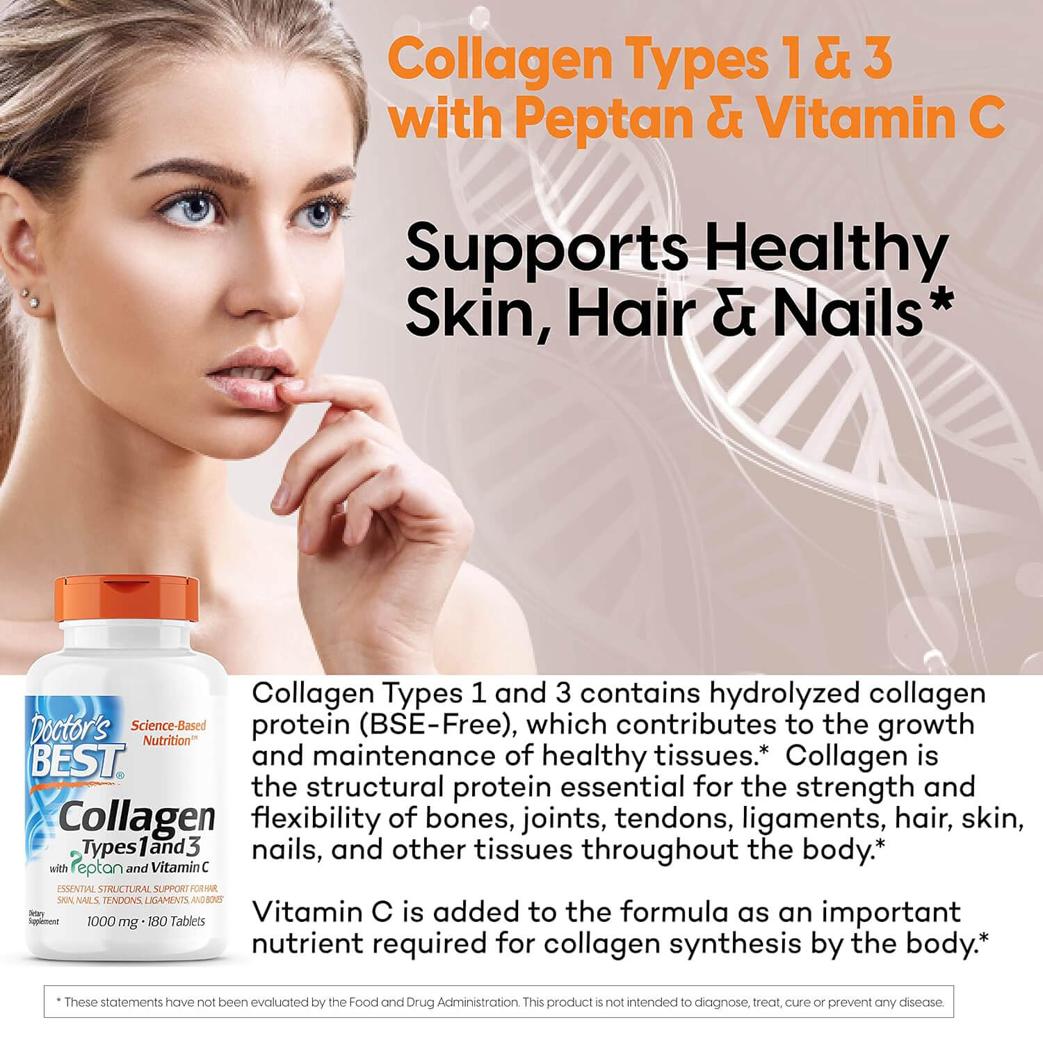 Doctor’s Best Collagen Types 1 and 3 1000 mg (180 Tablets) 4