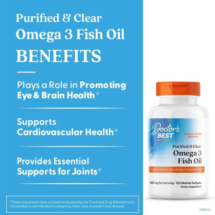Doctor’s BEST Purified & Clear Omega 3 Fish Oil 2000 mg (120 Marine Softgels) - Image 3