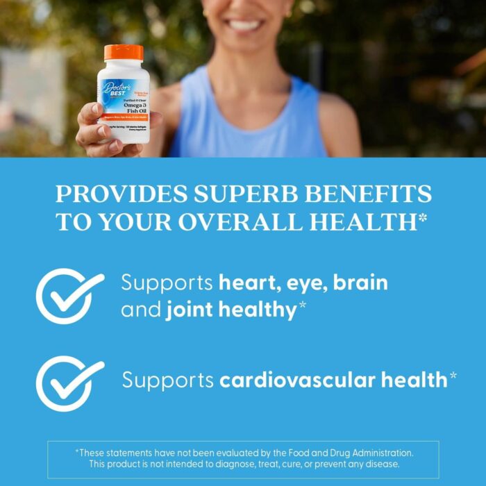 Doctor’s BEST Purified & Clear Omega 3 Fish Oil 2000 mg (120 Marine Softgels) - Image 6