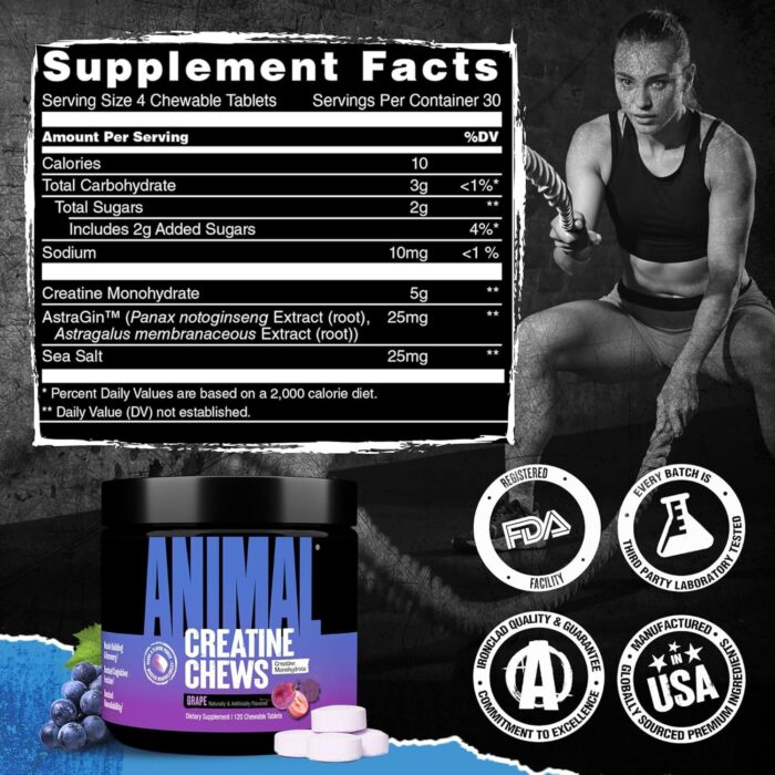 ANIMAL CREATINE 120 Chewable Tabs (Grape) - Image 2