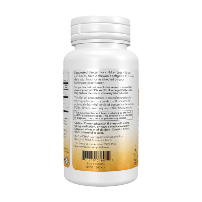 NOW Kids DHA FISH OIL Tasty Fruit Chewables (60 Softgels) - Image 3