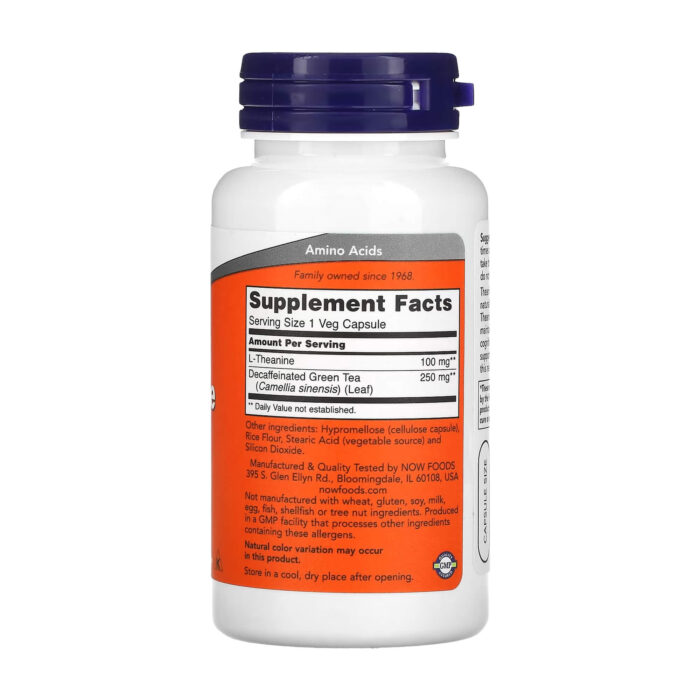 NOW L-Theanine 100 mg (90 Veg Caps) - Image 2