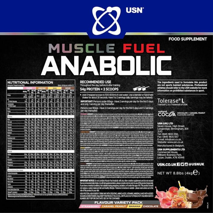 USN MUSCLE FUEL ANABOLIC 4Kg (Variety Pack) - Image 2