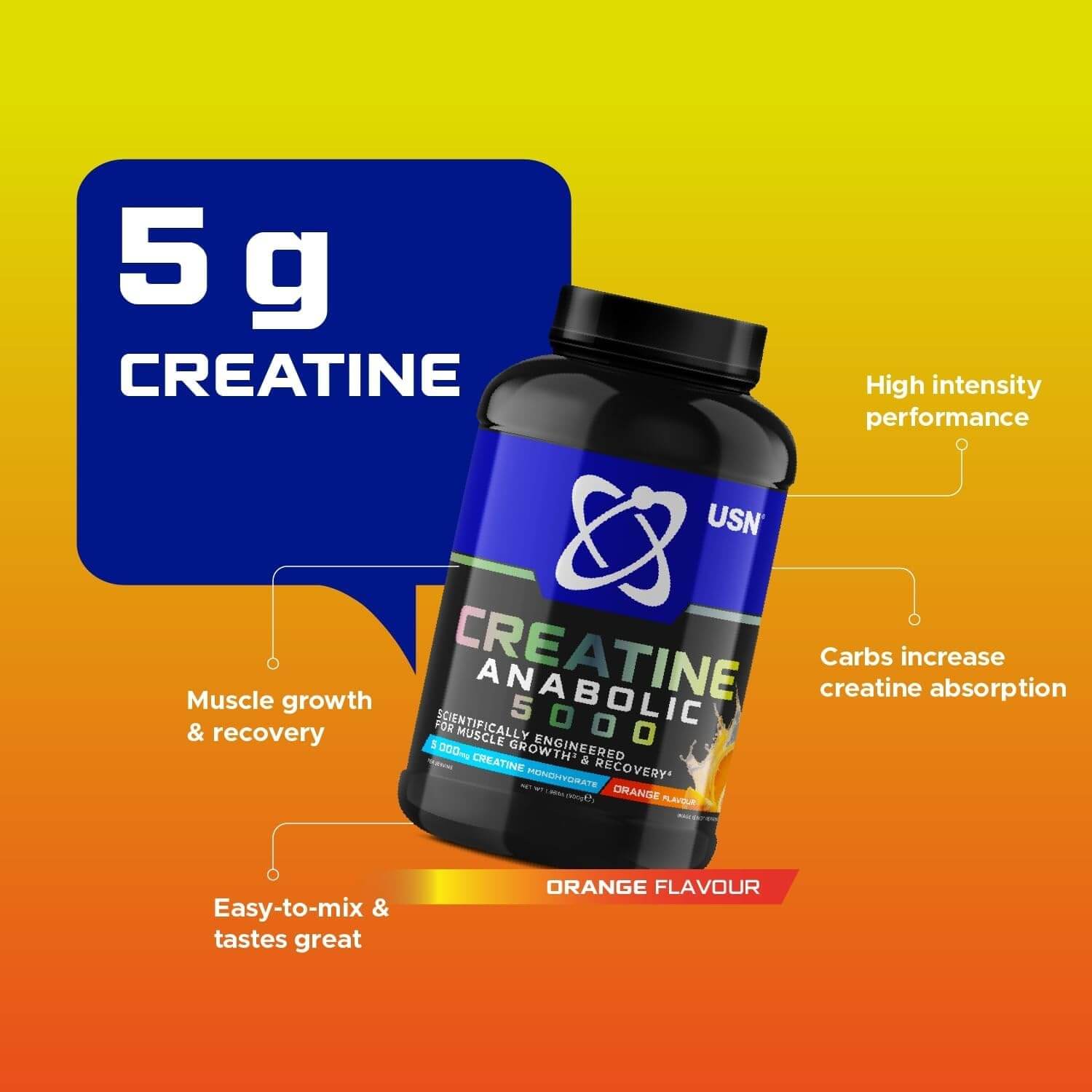 USN CREATINE ANABOLIC 5000 900g (Orange) 3