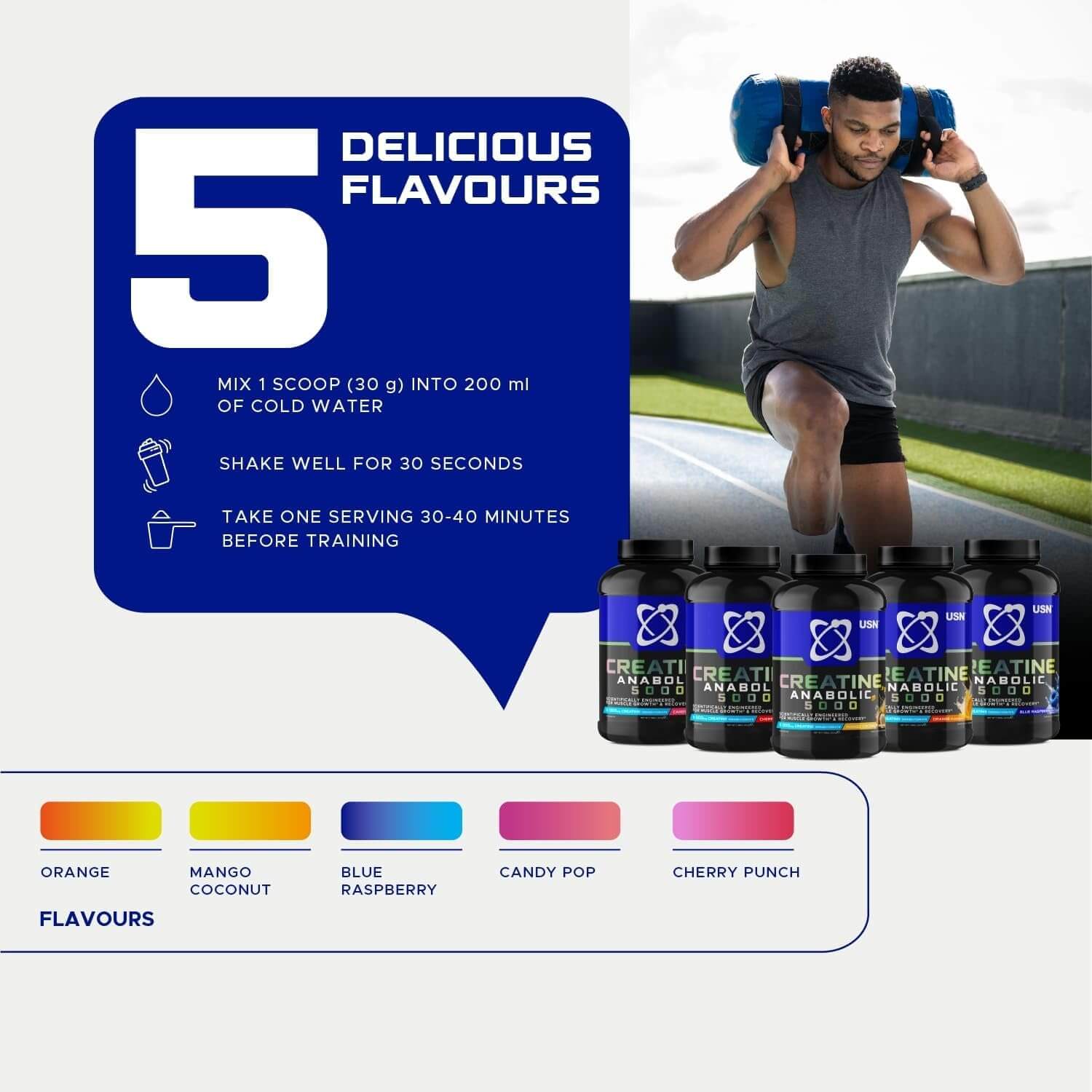 USN CREATINE ANABOLIC 5000 900g (Orange) 6