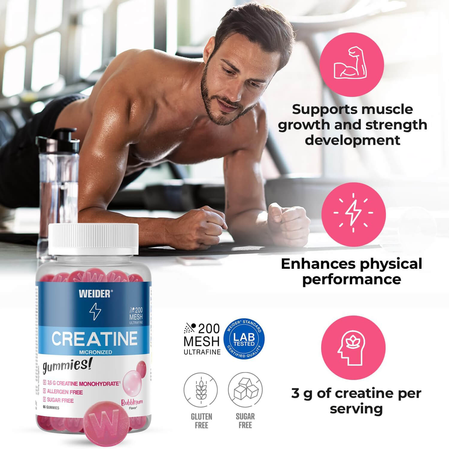WEIDER® CREATINE MICRONIZED 60 Gummies (Bubblegum) 4