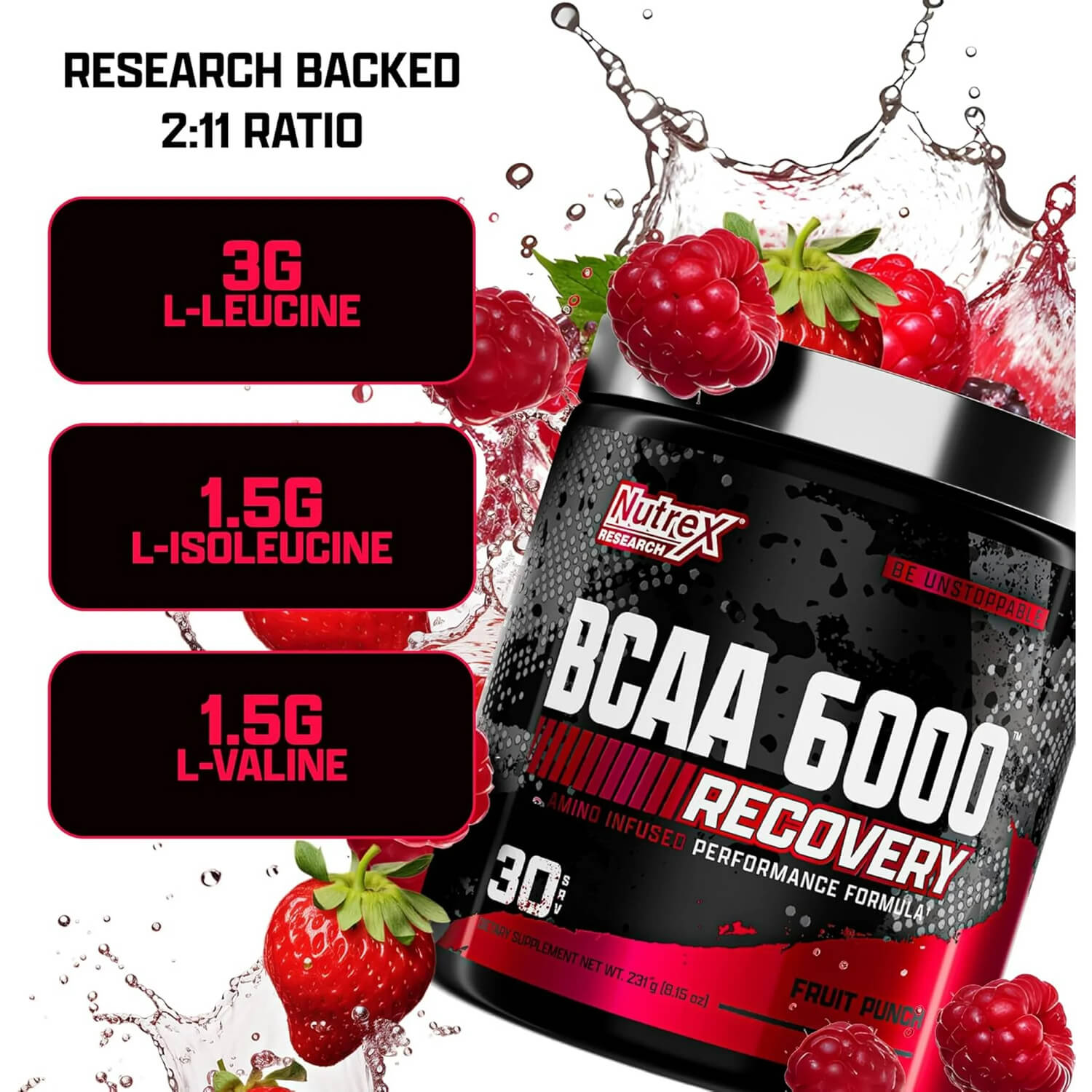 Nutrex Research BCAA 6000 231G (Fruit Punch) 3