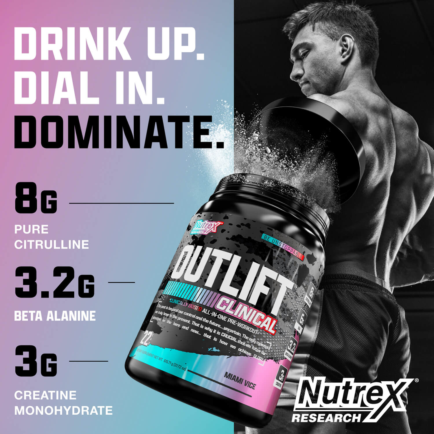 Nutrex Research OUTLIFT CLINIVAL 639.91g (Miami Vice) 7