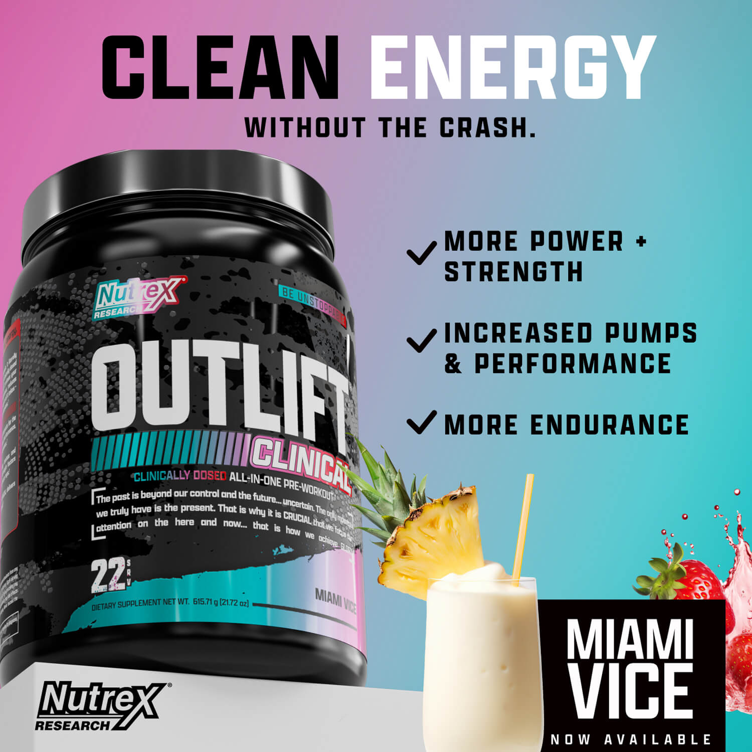 Nutrex Research OUTLIFT CLINIVAL 639.91g (Miami Vice) 8