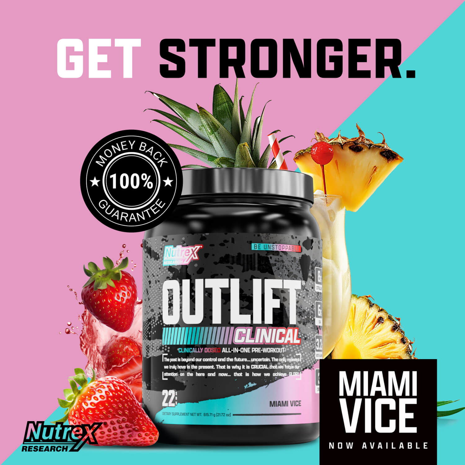 Nutrex Research OUTLIFT CLINIVAL 639.91g (Miami Vice) 9