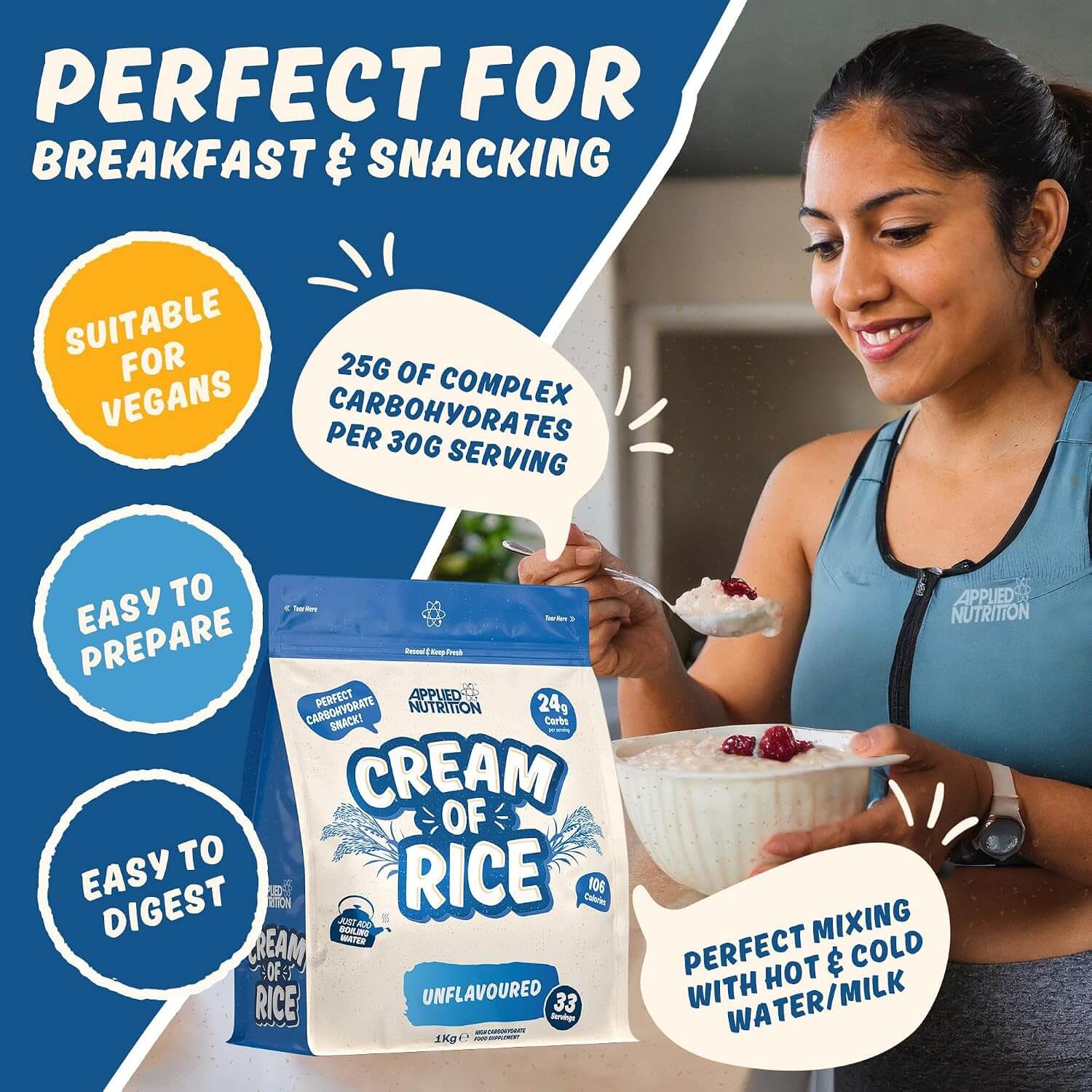 Applied Nutrition CREAM OF RICE 1 Kg (Unflavoured) 15